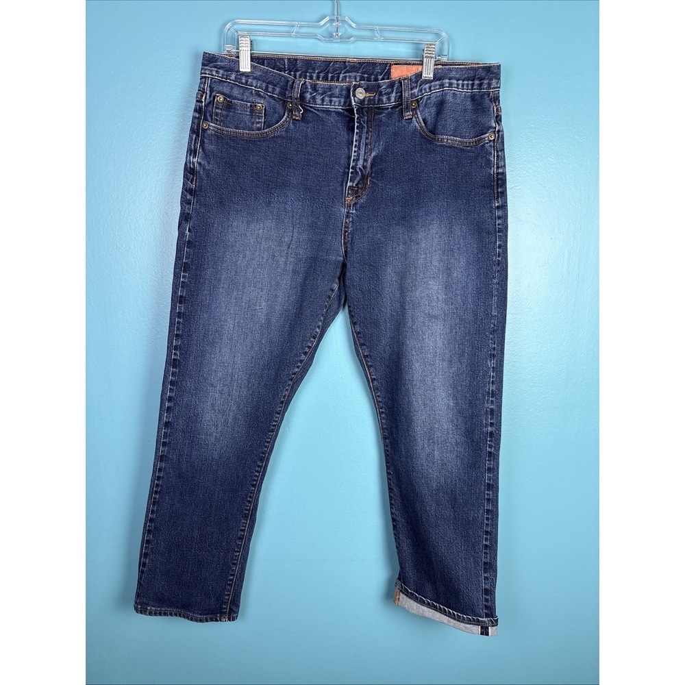 Jean Shop Jeans Men Size 38x27 Short Blue Dark Wash Japanese Selvedge Denim Jim